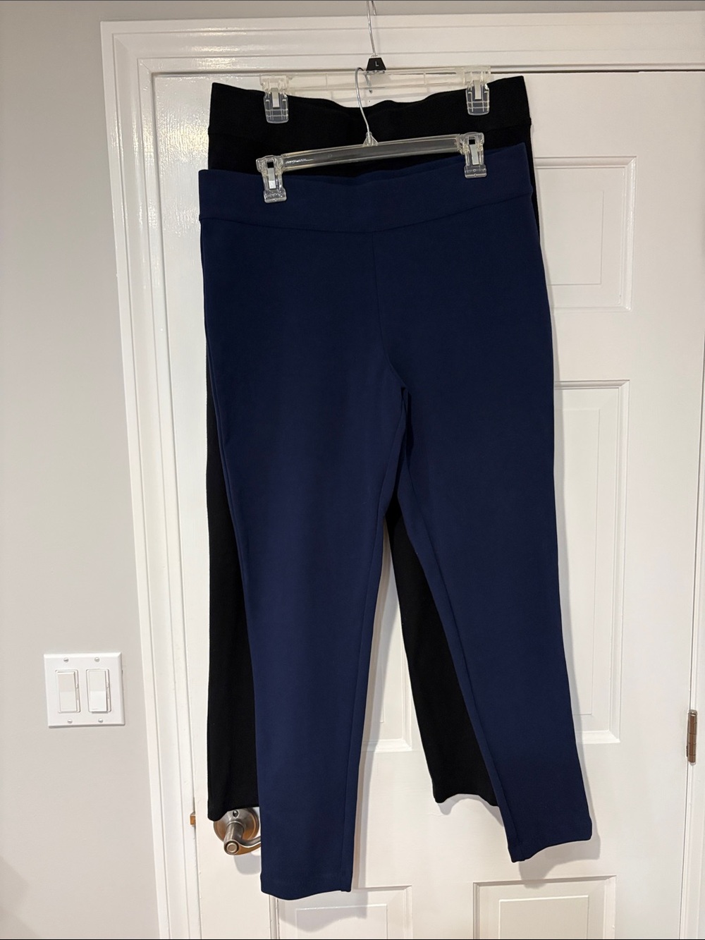 Preswick & Moore Stretch Ponte Leggings - Navy and Black Pull-On Pants size L